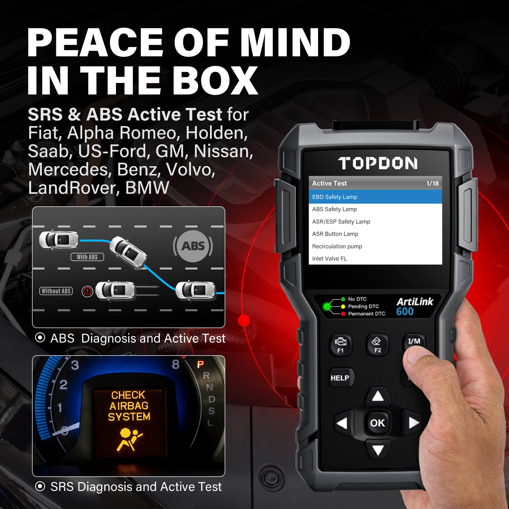 Topdon Al400 Obd2 Scanner Diagnostic Tool Code Reader Clear